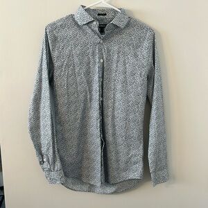 Express White and Black Patterned Button Down Shirt